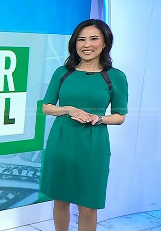 Vicky’s green leather trim dress on Today