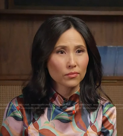 Vicky’s pink floral blouse on NBC News Daily