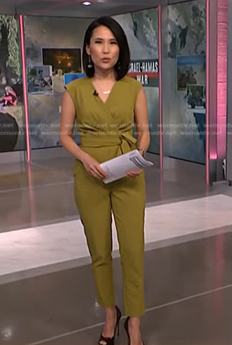 Vicky’s yellow tie waist jumpsuit on NBC News Daily