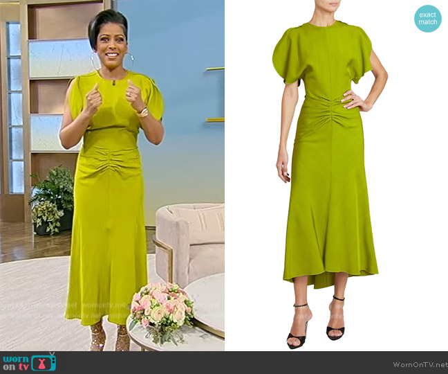 Victoria Beckham Gathered Waist Midi-Dress worn by Tamron Hall on Tamron Hall Show