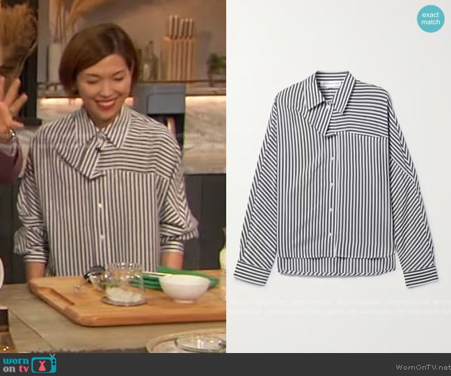 Victoria Beckham Striped poplin shirt worn by Anita Tran on The Drew Barrymore Show