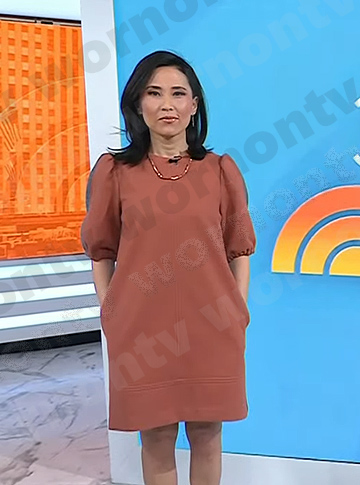 Vicky’s pink puff sleeve shift dress on Today