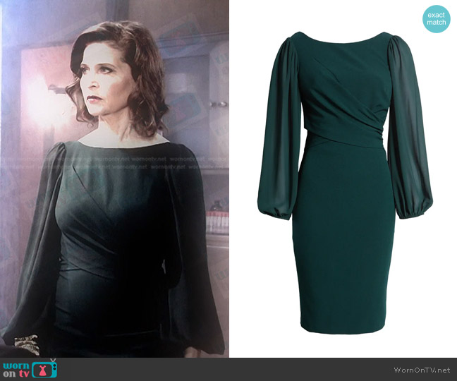 Vince Camuto Long Sleeve Stretch Crepe Sheath Dress worn by Megan Hathaway (Miranda Wilson) on Days of our Lives
