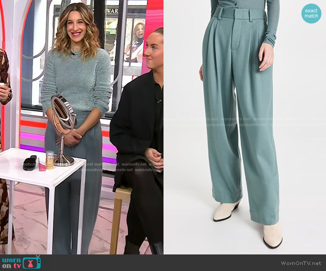 Vince Cozy Wool Blend Trousers in Aegean worn by Andrea Lavinthal on Today