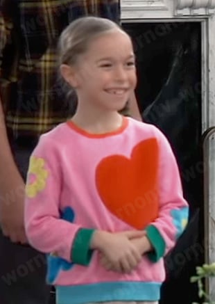 Violet’s heart and flower patch sweatshirt on General Hospital