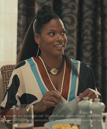 Vivian’s printed v-neck blouse on Bel-Air