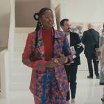 Vivien’s blue floral print blazer and pants on Bel-Air