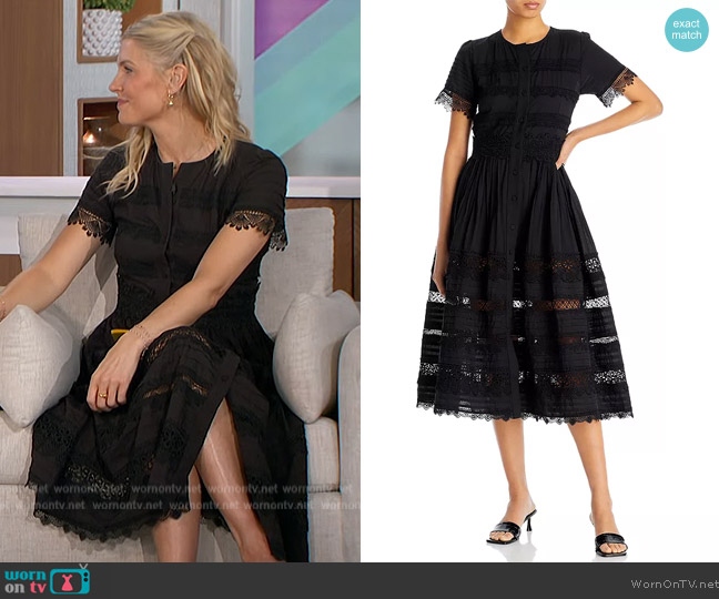 Waimari Camila Lace Trim Pleated Sleeve Dress worn by Amanda Kloots on The Talk
