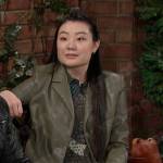 Wendy’s green mixed print dress and cropped blazer on Days of our Lives