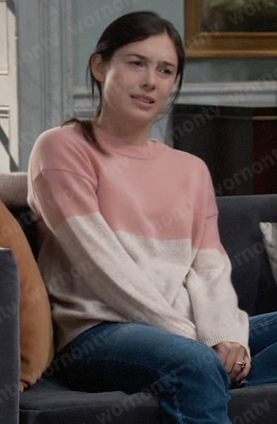 Willow’s pink colorblock sweater on General Hospital