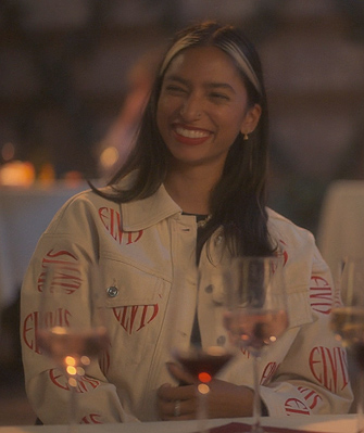 Zaara white Elvis print jacket on Grown-ish