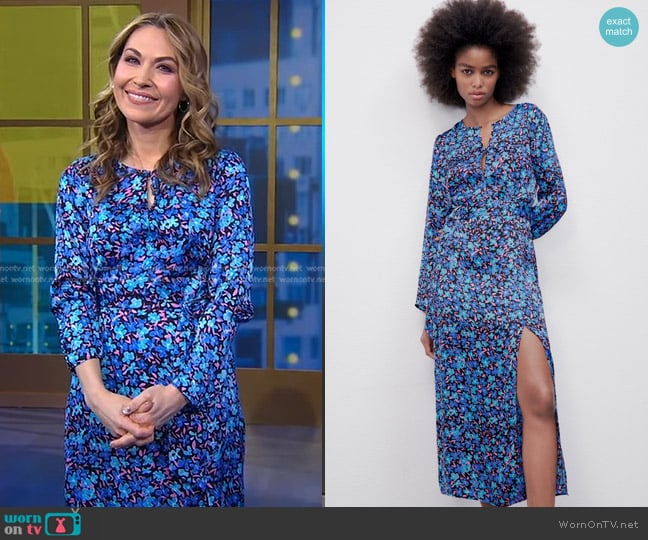 Zara Floral Print Dress worn by Lori Bergamotto on Good Morning America