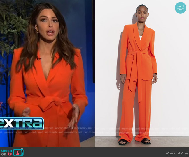 Zara Belted Tuxedo Collar Blazer worn by Jennifer Lahmer on Extra