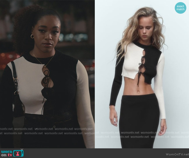 Zara Bow Trim Sweater worn by Lisa (Simone Joy Jones) on Bel-Air