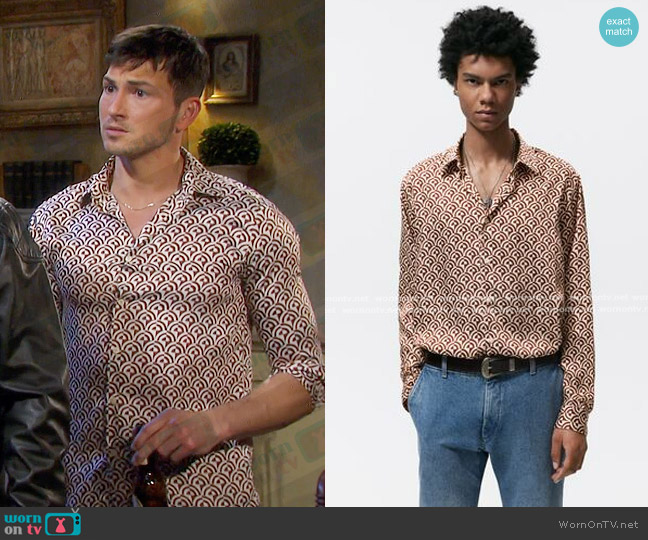 Zara Printed Shirt worn by Alexander Kiriakis (Robert Scott Wilson) on Days of our Lives
