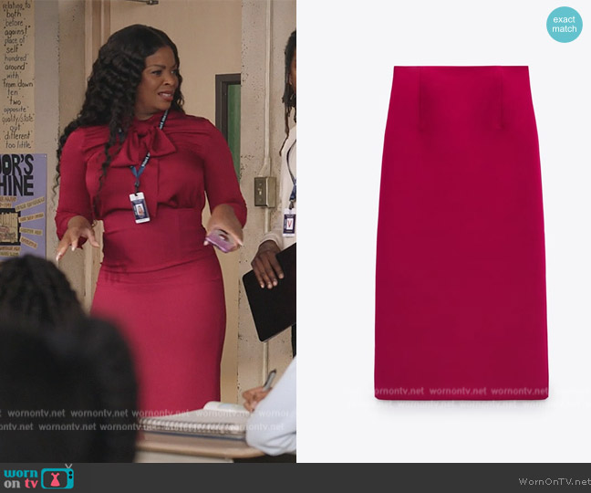 Zara Straight Slit Skirt worn by Ava Coleman (Janelle James) on Abbott Elementary