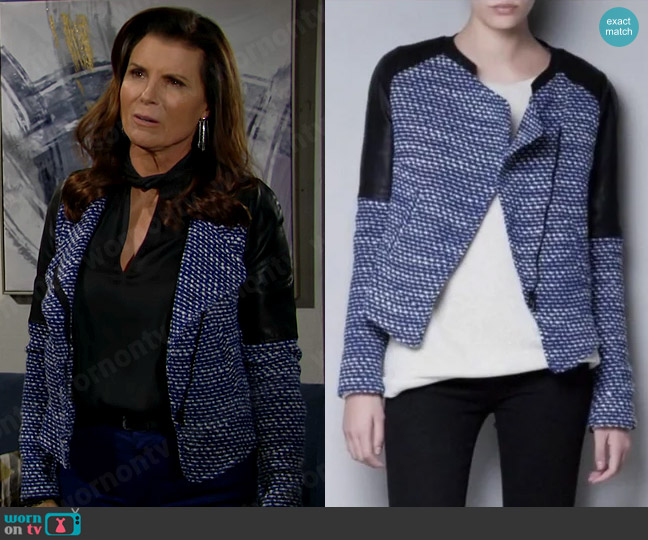 Zara Combination Jacket worn by Sheila Carter (Kimberlin Brown) on The Bold and the Beautiful