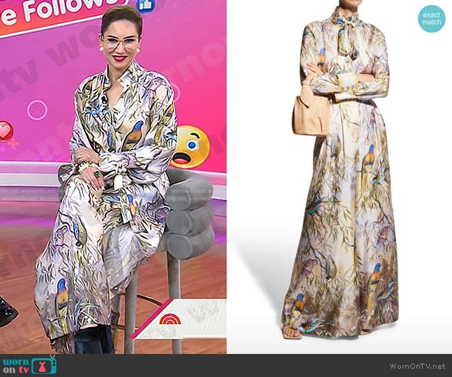Zimmermann Candescent Printed Shirt with Neck Tie worn by Carla Rockmore on Today
