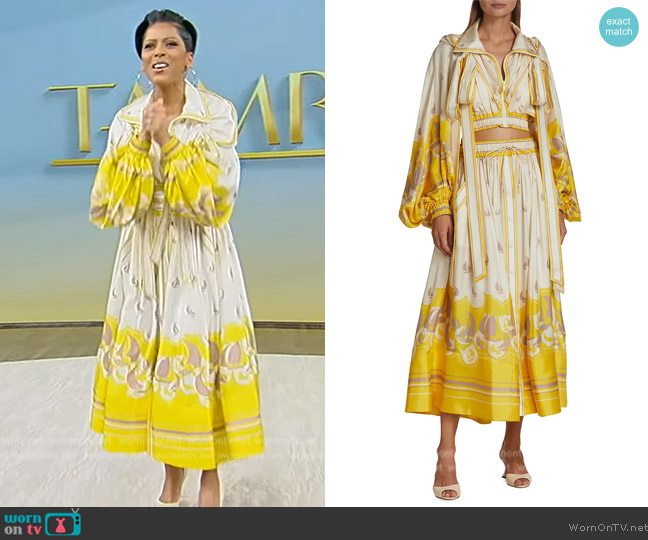 Zimmermann High Tide Hooded Silk Crop Jacket worn by Tamron Hall on Tamron Hall Show