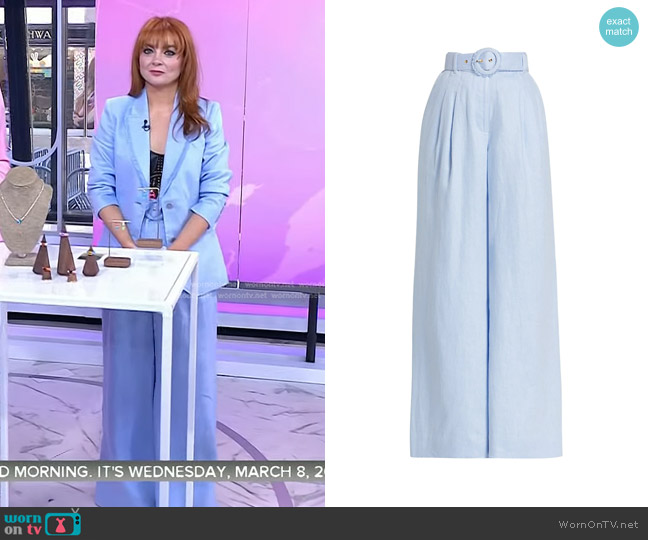 Zimmermann Tama Linen Wide Leg Pants worn by Samantha Barry on Today