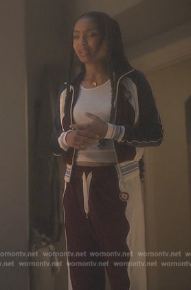 Zoey’s velvet colorblock track jacket on Grown-ish