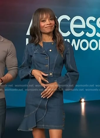 Zuri’s denim button front dress on Access Hollywood