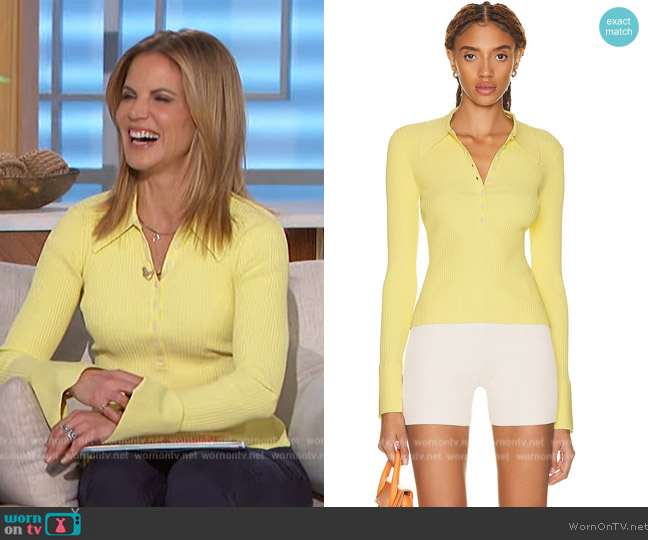 A.L.C. Eleanor Ribbed Polo Sweater worn by Natalie Morales on The Talk
