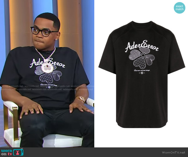 Embroidered-Logo T-shirt Ader Error worn by Michael Rainey Jr. on Good Morning America