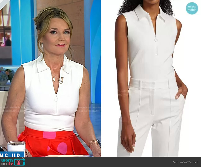 Akris Punto Sleeveless Zip Polo Shirt worn by Savannah Guthrie on Today