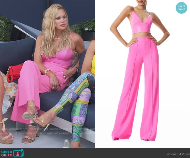 Alice + Olivia Carli Vegan Leather Bra Top worn by Jackie Goldschneider on The Real Housewives of New Jersey