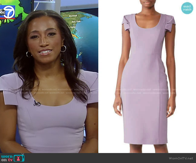 Black Halo Amelie Dress in Violet Vista worn by Brittany Bell on Good Morning America