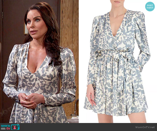 Bcbgmaxazria Printed Puff Shoulder Dress worn by Chloe Lane (Nadia Bjorlin) on Days of our Lives