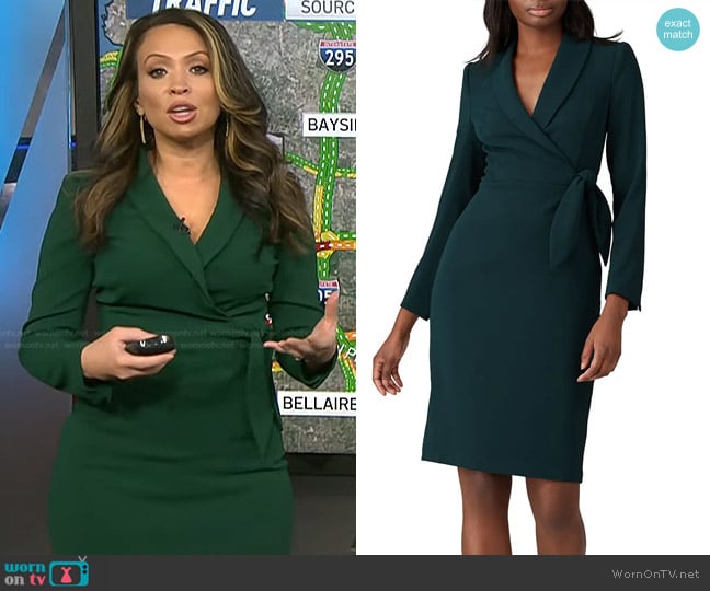 Badgley Mischka Faux Wrap Tuxedo Dress worn by Adelle Caballero on Today