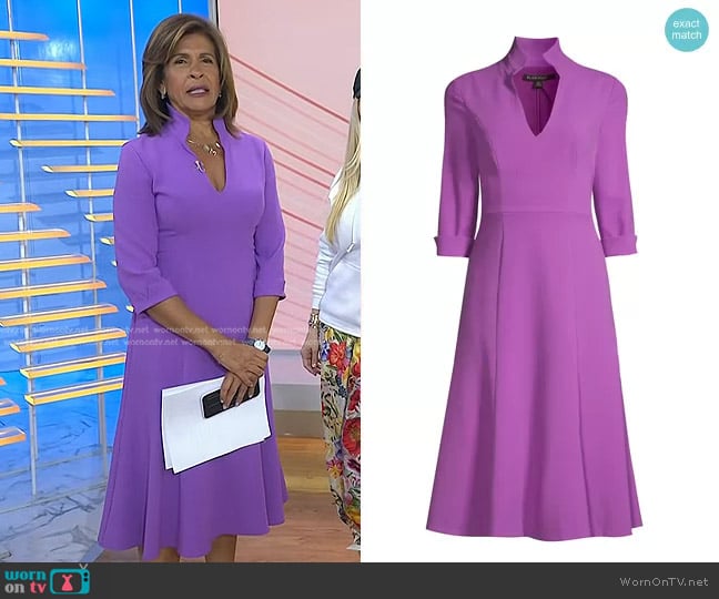 Black Halo Kensington Fit & Flare Dress in Lilac worn by Hoda Kotb on Today