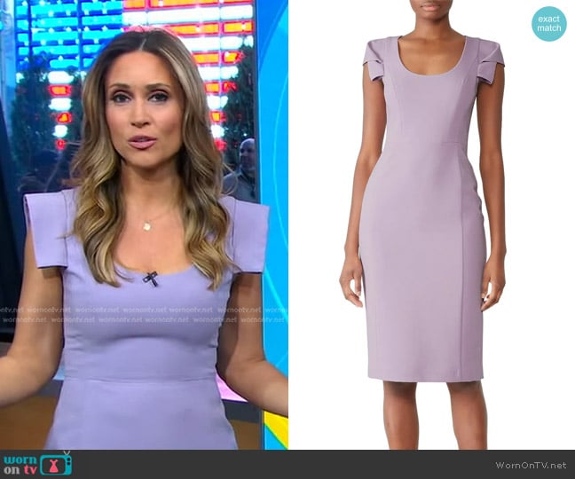 Black Halo Amelie Sheath Dress worn by Rhiannon Ally on Good Morning America