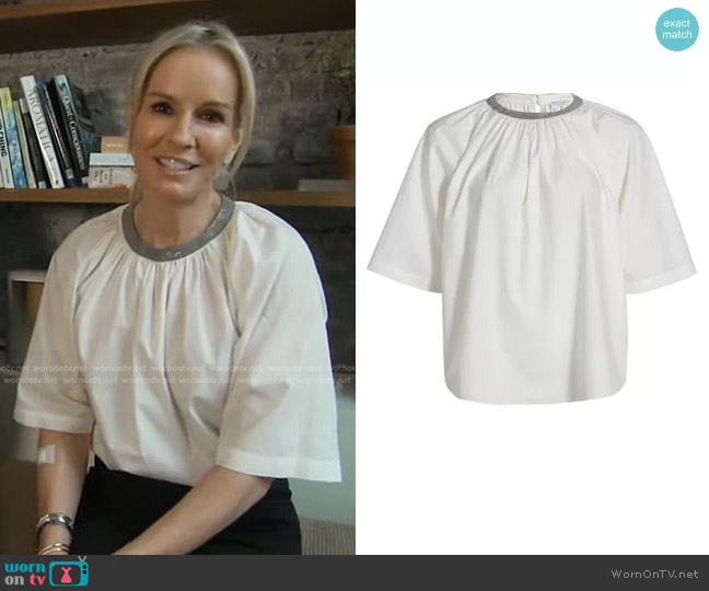 Brunello Cucinelli Cotton Short-Sleeve Blouse worn by Dr. Jennifer Ashton on Good Morning America