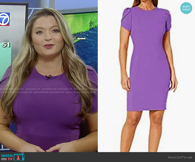Calvin Klein Tulip-Sleeve Sheath Dress worn by Dani Beckstrom on Good Morning America