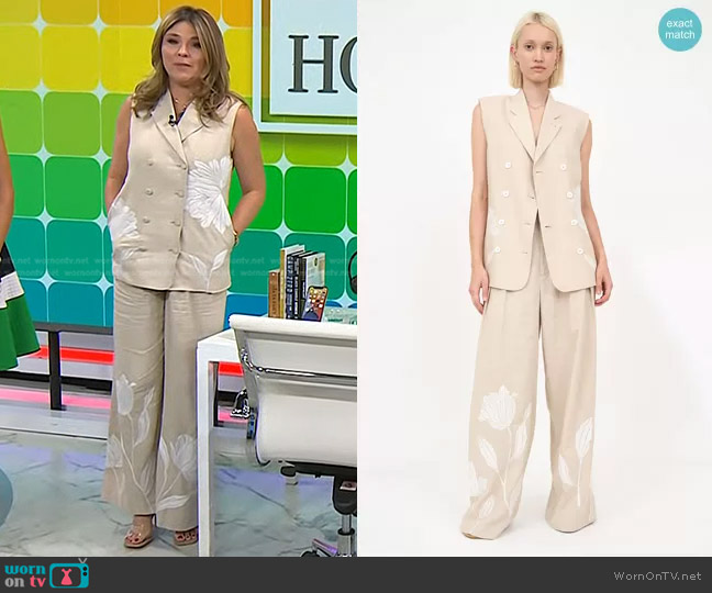 Christy Lynn Ping Vest in Khaki Embroidery worn by Jenna Bush Hager on Today