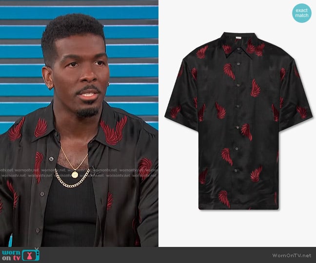 Dries van Noten Embroidered Pattern Short Sleeve Shirt worn by Khris Davis on Access Hollywood