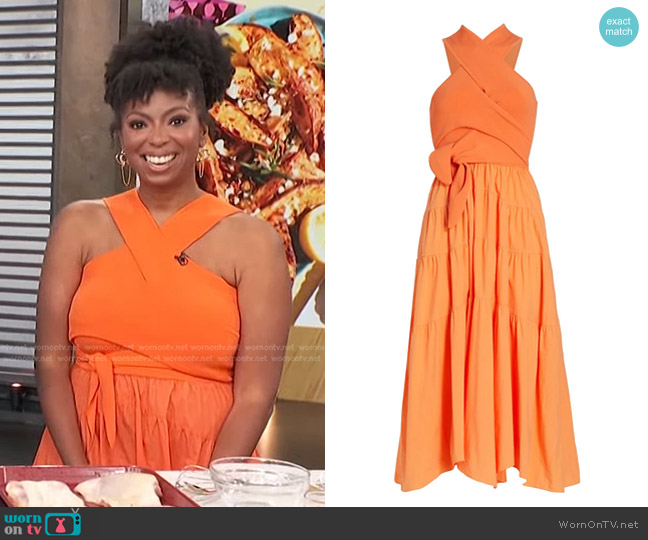 Derek Lam 10 Crosby Alivia Mix Media Racerback Dress worn by Jocelyn Delk Adams on Access Hollywood