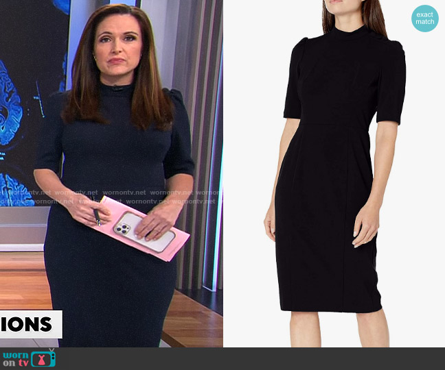 Donna Morgan Stretch Crepe Buttoned Shoulder Sheath Dress worn by Nikki Battiste on CBS Mornings