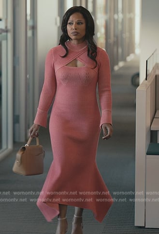 Erika’s pink cutout asymmetric hem dress on Bel-Air