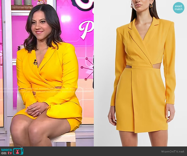 Express Notch Lapel Cutout Mini Blazer Dress worn by Cheyenne Isabel Wells on Today