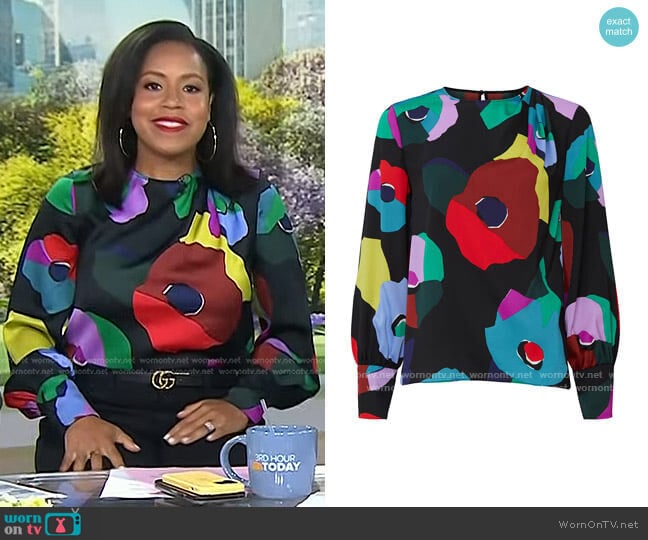 Kate Spade Floral Collage Blouse worn by Sheinelle Jones on Today