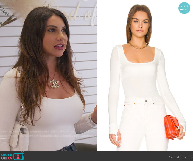 Free People Settle In Scoop Neck Bodysuit worn by Jennifer Aydin on The Real Housewives of New Jersey