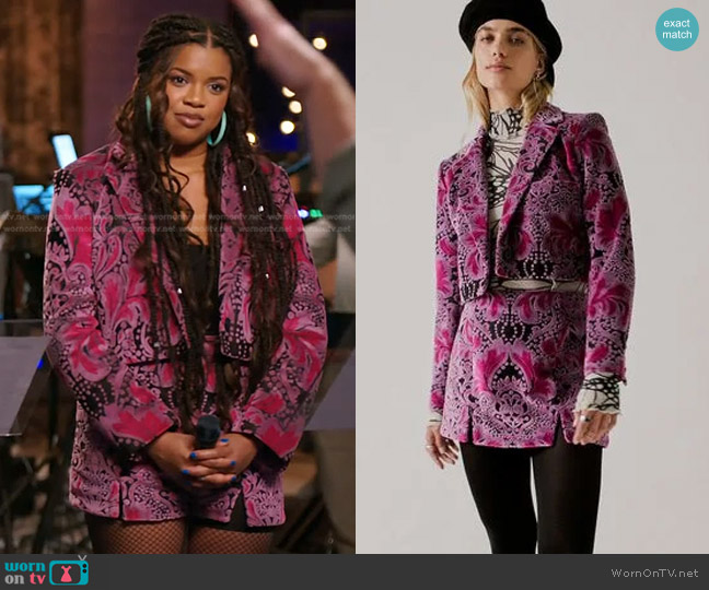 Free People x Anna Sui Block Party Blazer Set worn by Tiana Goss on The Voice
