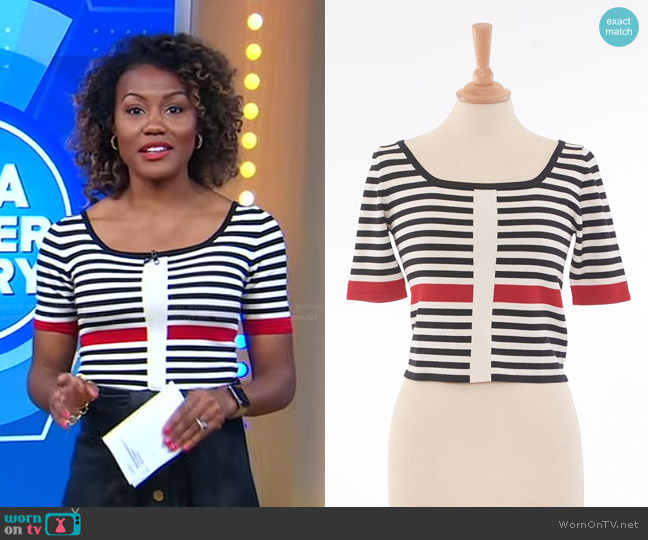 Gianfranco Ferre Striped T-shirt worn by Janai Norman on Good Morning America