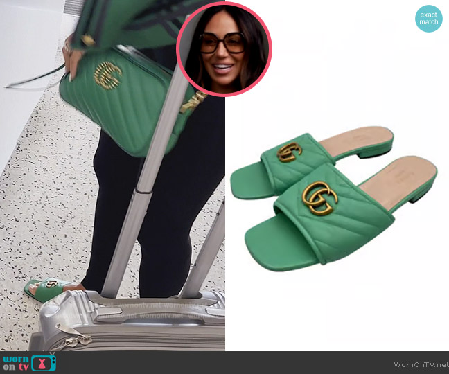 Gucci Marmont Leather Sandals worn by Melissa Gorga on The Real Housewives of New Jersey