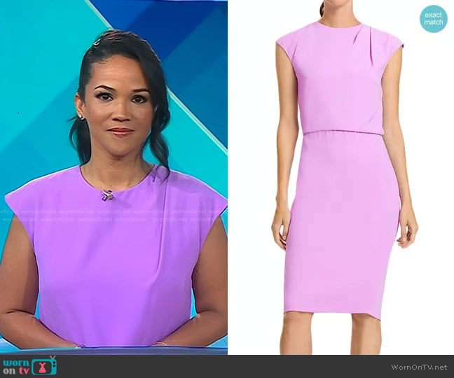 Halston Drape Neck Crepe Cocktail Dress worn by Laura Jarrett on Today
