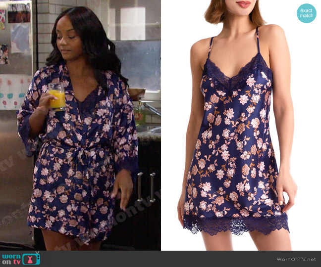 In Bloom Madeline Satin Chemise worn by Chanel Dupree (Raven Bowens) on Days of our Lives